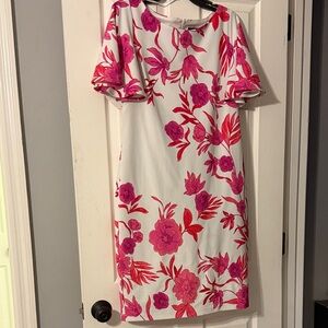 Jessica Howard Pink and Red Floral Midi Dress